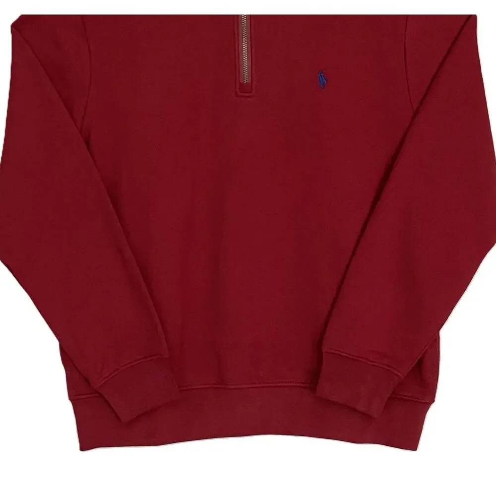 Polo by Ralph Lauren Men's Burgundy Half-Zip Sweatshirt